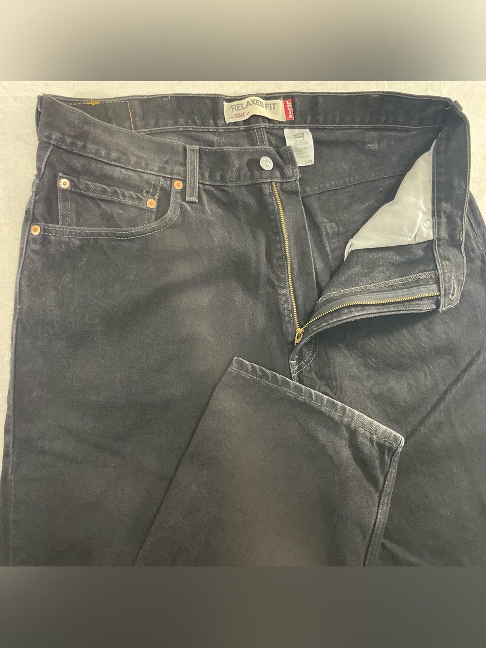 VTG Levi's 550 Jeans Men's 36x35 Black Relaxed Fit High Rise Y2K Baggy Wide Leg